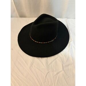Eddy Bros Branding Iron Black Wool Fedora Hat Chris Eddy Beaded Band 7 1/4 58